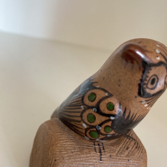 Vintage Tonala Mexican Pottery Owl on Branch signed Perez - Picture 16 of 16